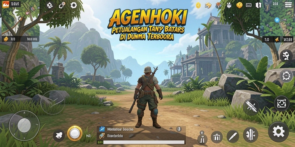 Tangkapan layar gameplay AGENHOKI menampilkan eksplorasi dunia terbuka yang menakjubkan.