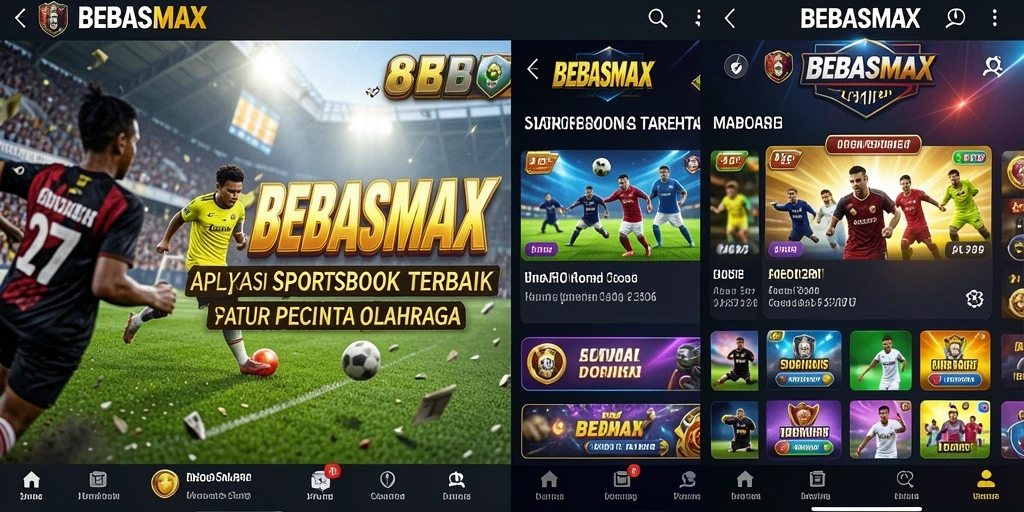 Screenshot gameplay di BEBASMAX menampilkan antarmuka Sportsbook yang interaktif.