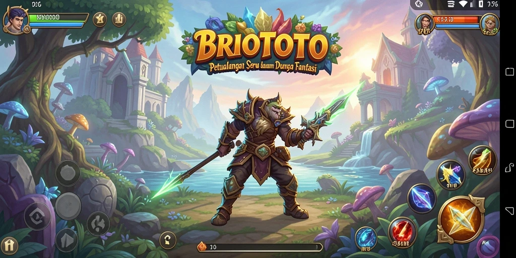 Tangkapan layar gameplay BRIOTOTO dengan karakter beraksi dalam petualangan.