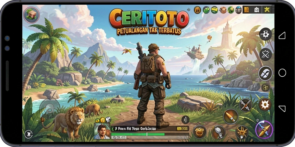 Tangkapan layar gameplay <strong>CERITOTO</strong> yang menunjukkan petualangan di dunia terbuka.
