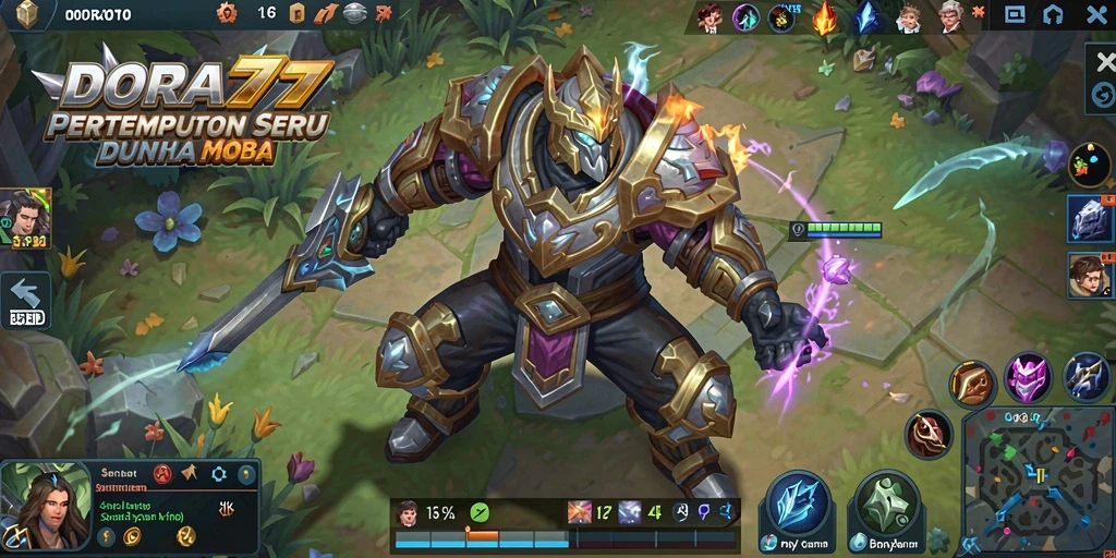 Tampilan menarik gameplay DORA77 dalam pertempuran MOBA.