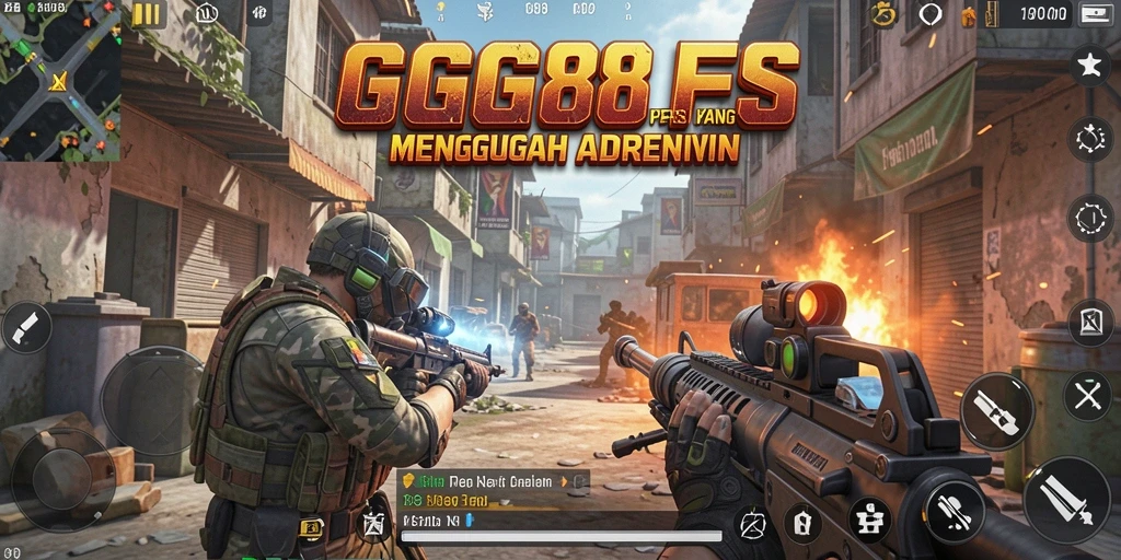 Screenshot gameplay GGG888 menampilkan aksi tembak-tembakan yang intens.