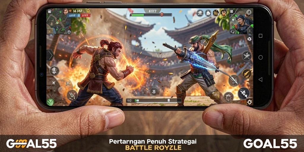 Tampilan menegangkan dari pertempuran di GOAL55 dengan gameplay yang seru.