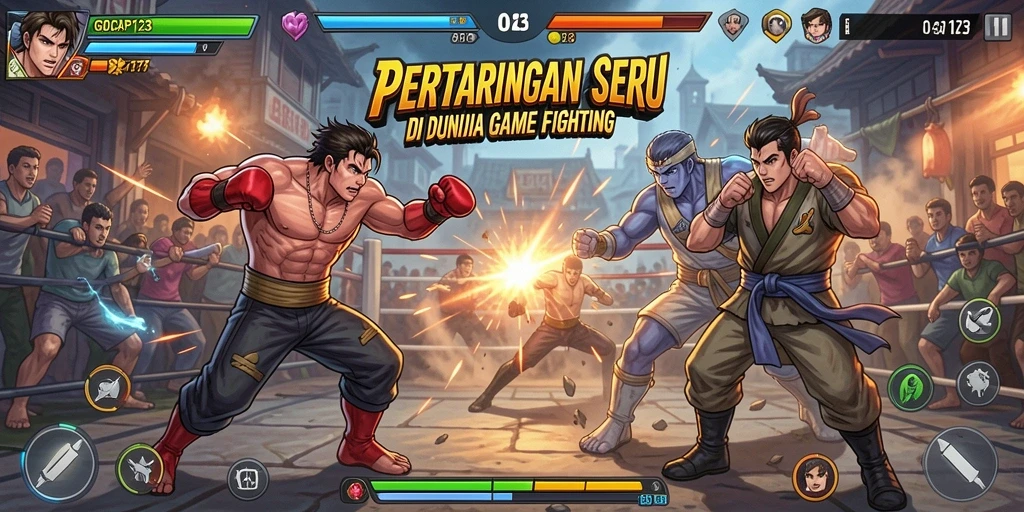 Screenshot utama GOCAP123 menampilkan pertarungan sengit antara karakter-karakter yang kuat.