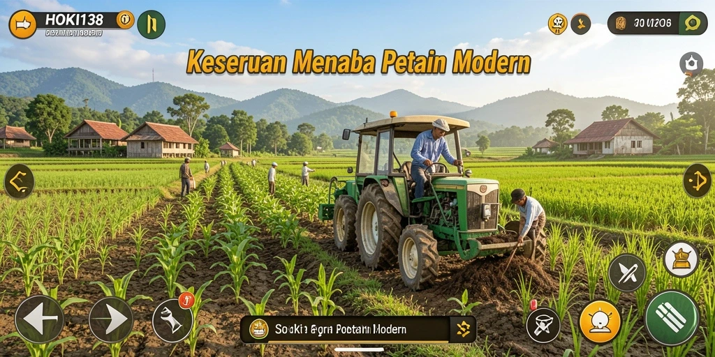 Screenshot utama HOKI138 menampilkan aktivitas gameplay bertani yang menyenangkan.