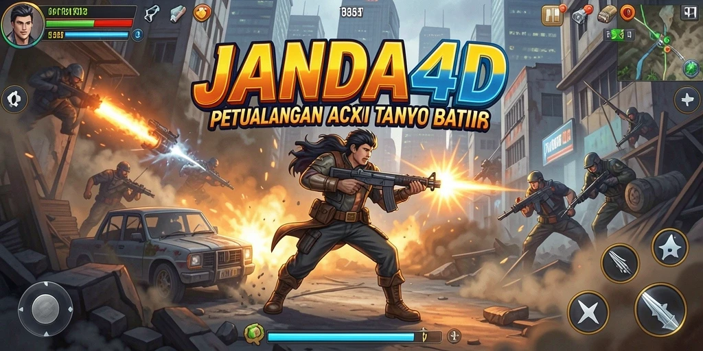 Tangkapan layar gameplay JANDA4D yang menampilkan aksi mendebarkan di medan perang.