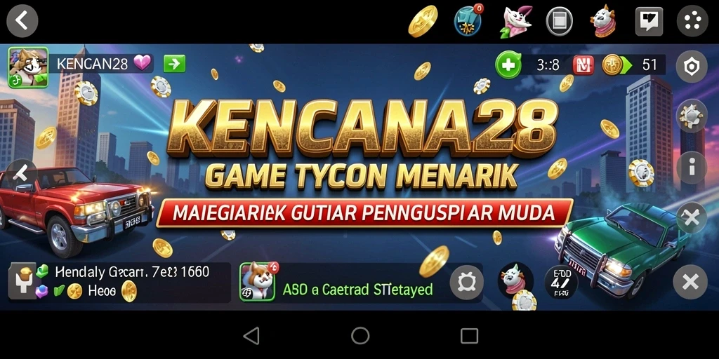 Screenshot gameplay KENCANA28 yang menunjukkan pengelolaan bisnis Tycoon.