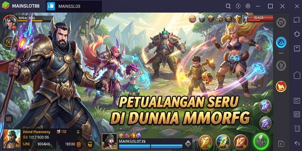 Tangkapan layar dari gameplay <strong>MAINSLOT88</strong> menampilkan petualangan menakjubkan di dunia MMORPG.