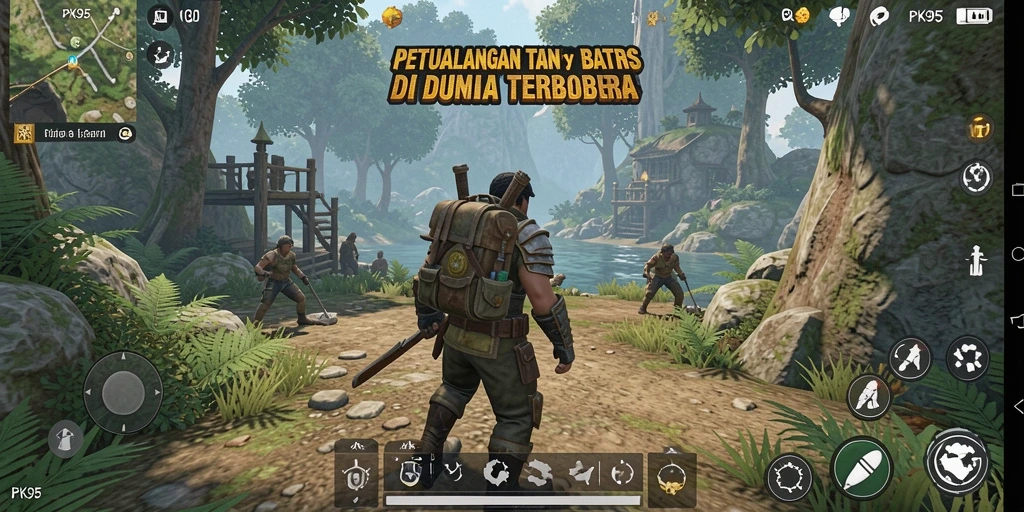 Tampilan gameplay PK95 yang menggambarkan petualangan seru di dunia terbuka.
