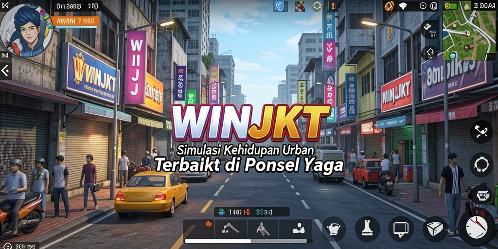 Tampilan menarik dari gameplay <strong>WINJKT</strong> yang menggambarkan simulasi kehidupan urban.